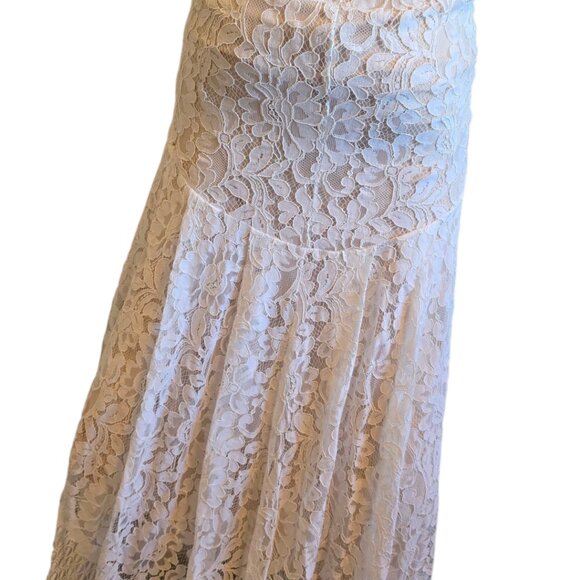 🏷️ NWT  🏷️ LULUS  Flynn White Lace Maxi Dress Wedding sz S - Picture 7 of 16